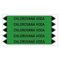 Značení potrubí, chlorovaná voda,5 ks, 150 × 12 mm